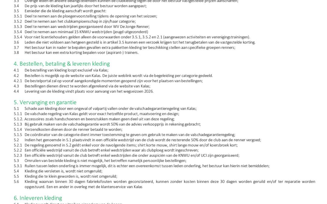 KLEDINGREGLEMENT 2 2026